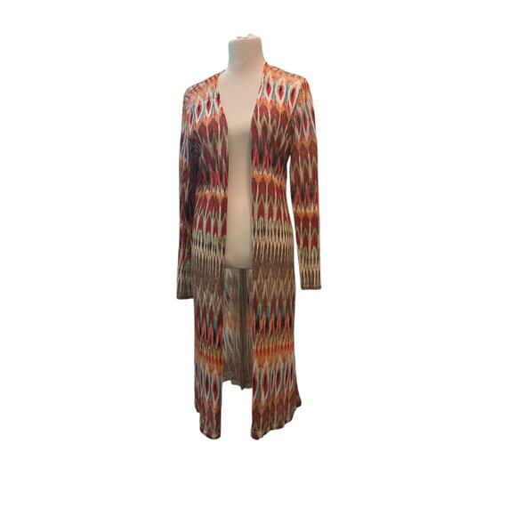 Chico's Jackets & Blazers - Chicos Jacket Aztec Open Front Long Below Knee 3/4 Sleeves Lightweight